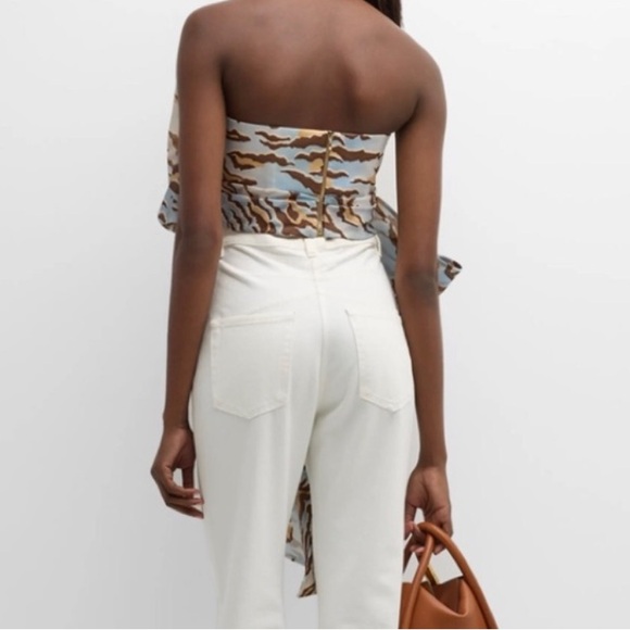 Zimmermann Blue Tiger Bodice Bow Top - Picture 4 of 5